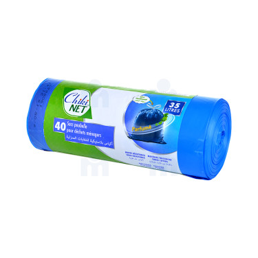CHIKI NET 35L 40 Sacs Poubelle pour Déchets Ménagers